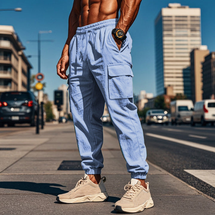 Men's cargo pants with elastic waist and practical side pockets Lune London