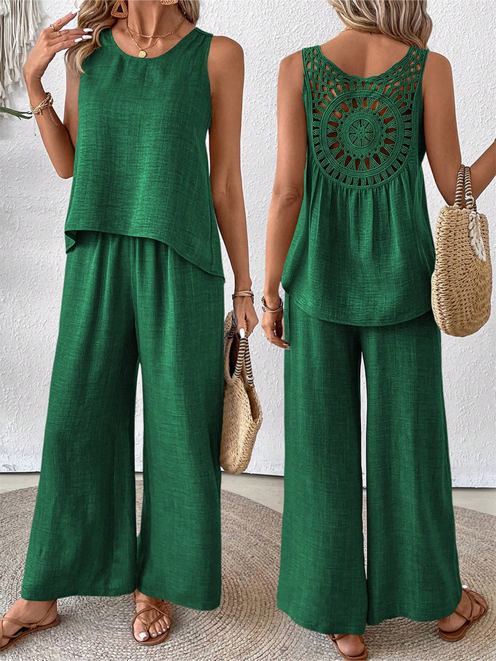 Women's airy summer set with crocheted back and loose fit Lune London