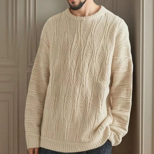 Chunky knit sweater for women with a unique honeycomb pattern and a high collar Lune London