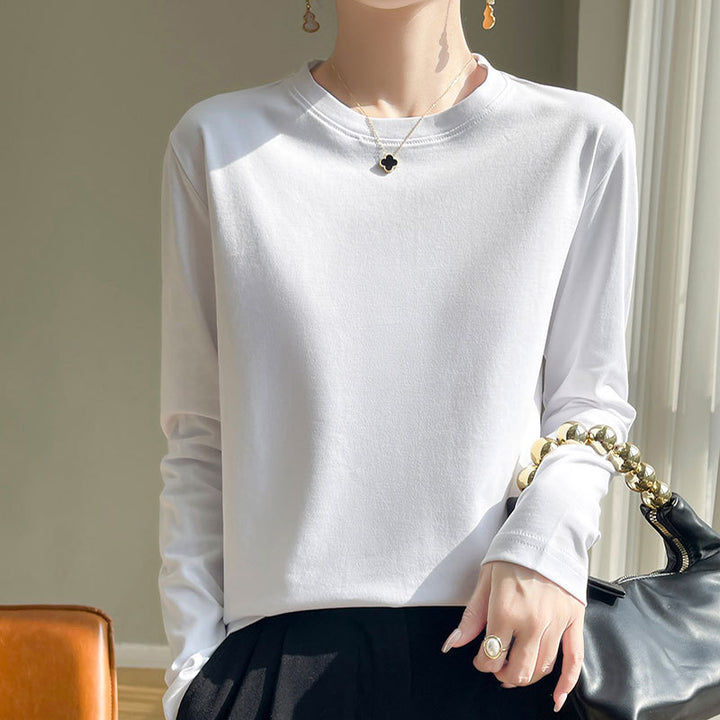 Women Round Neck Long Sleeve Shirt Chic & Stil
