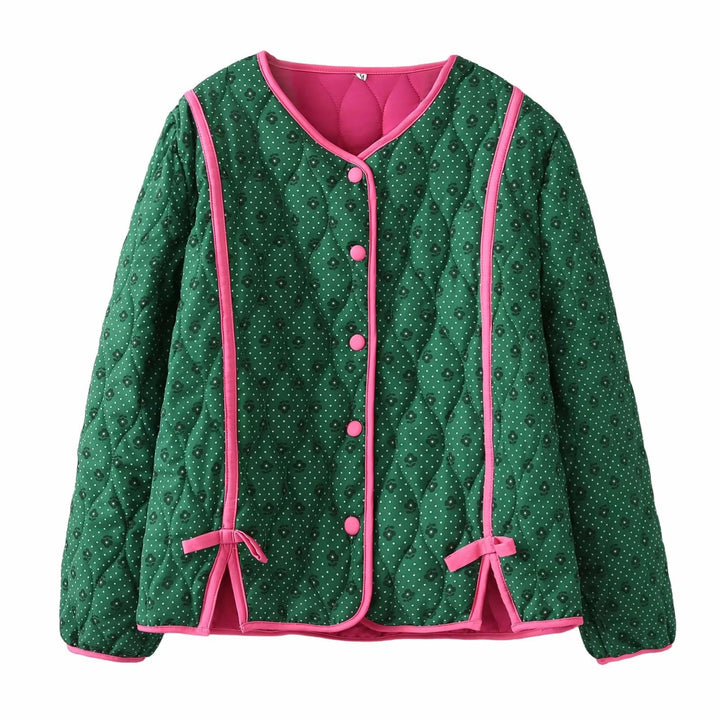 Women’s quilted leisure jacket with contrasting piping and an elegant buttonhole Lune London