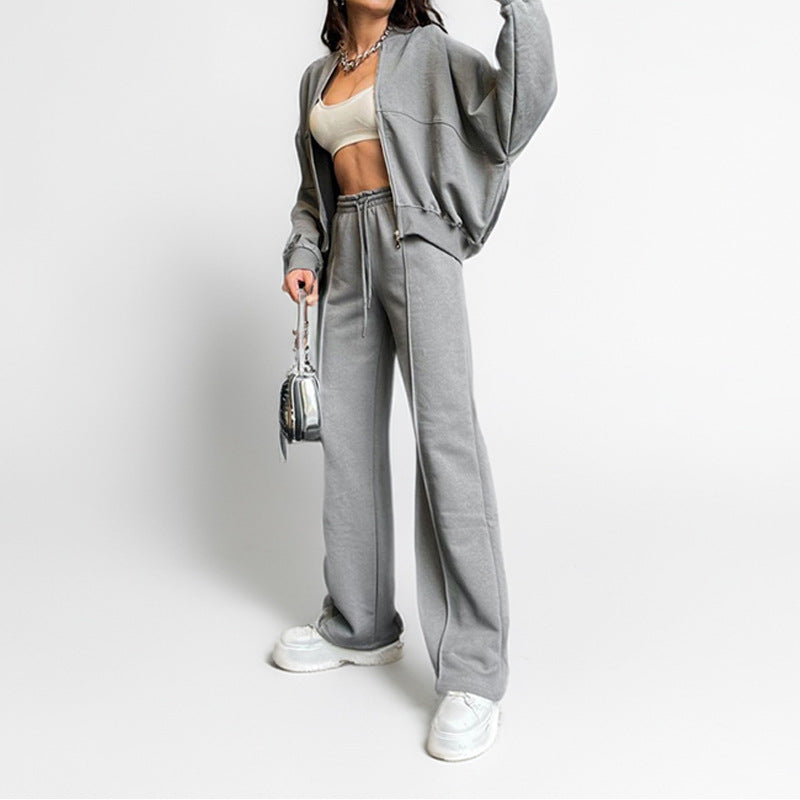 Ensemble sportif pour femmes avec fermeture éclair et jambes larges Chic & Stil