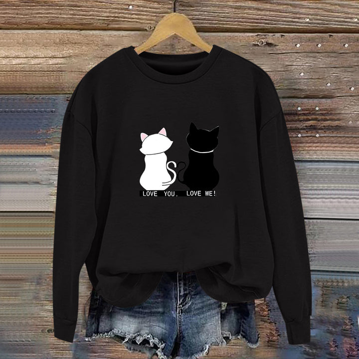Sweat-shirt pour femmes avec design de chat ludique et impression humoristique Chic & Stil