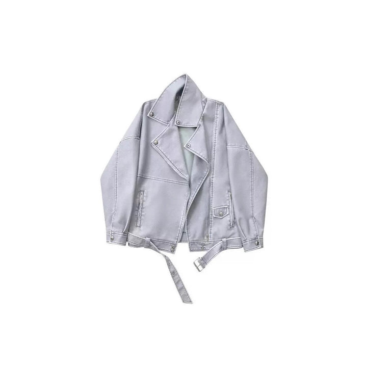 Women's motorcycle jacket in faux leather with unique cut Lune London