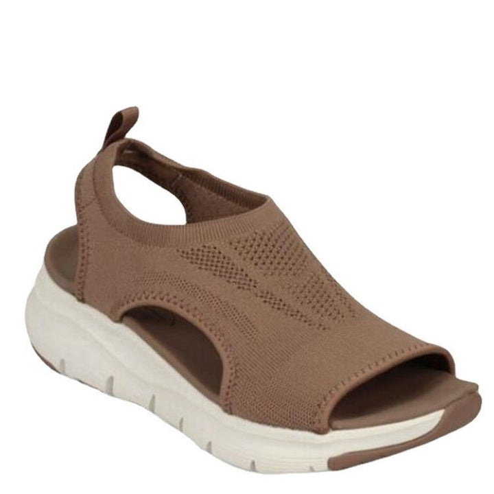 Breathable heeled sandals for women with elastic upper and cushioned insole Lune London