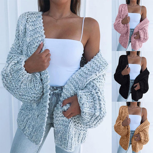 Thick knit jacket for women with casual fit and deep pockets Lune London
