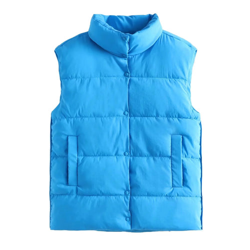 Quilted vest for women with high collar and practical pockets Lune London