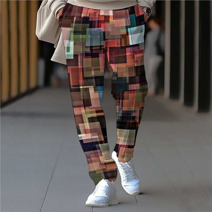 Men's leisure pants with geometric design and elastic waistband Lune London
