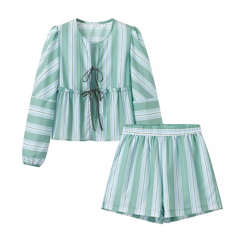Ladies' beach shorts with a trendy striped pattern and an elastic waist Lune London
