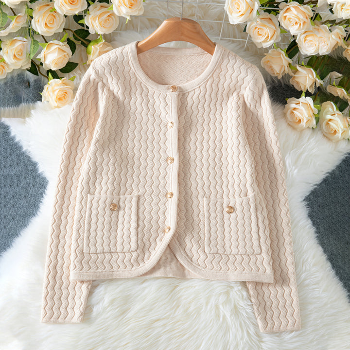 Ladies elegant cardigan with wave pattern Lune London
