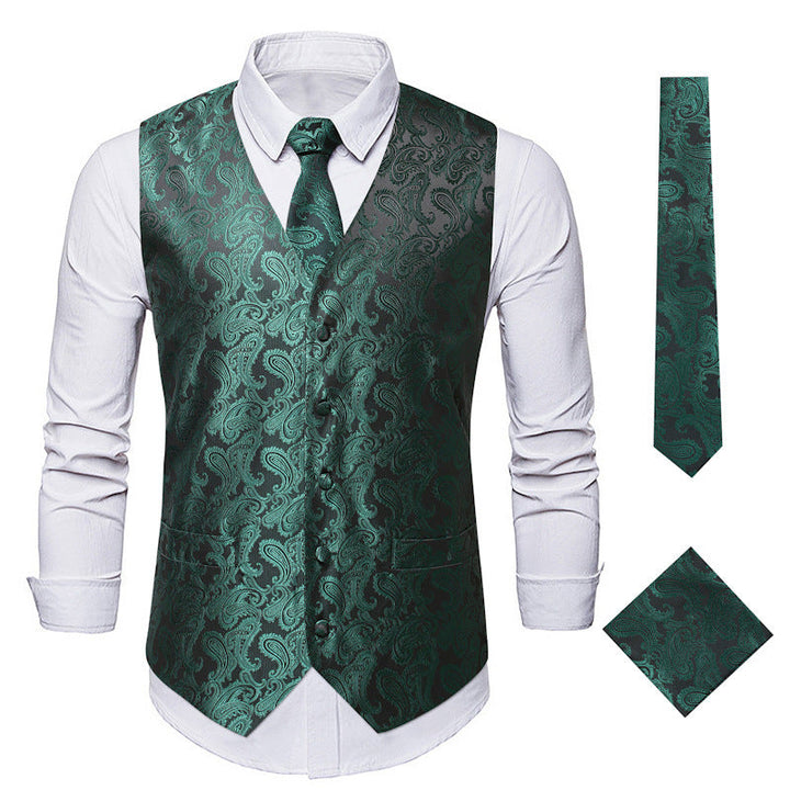 Men's Elegant Suit Vest with Stylish Paisley Pattern and Matching Accessories Lune London