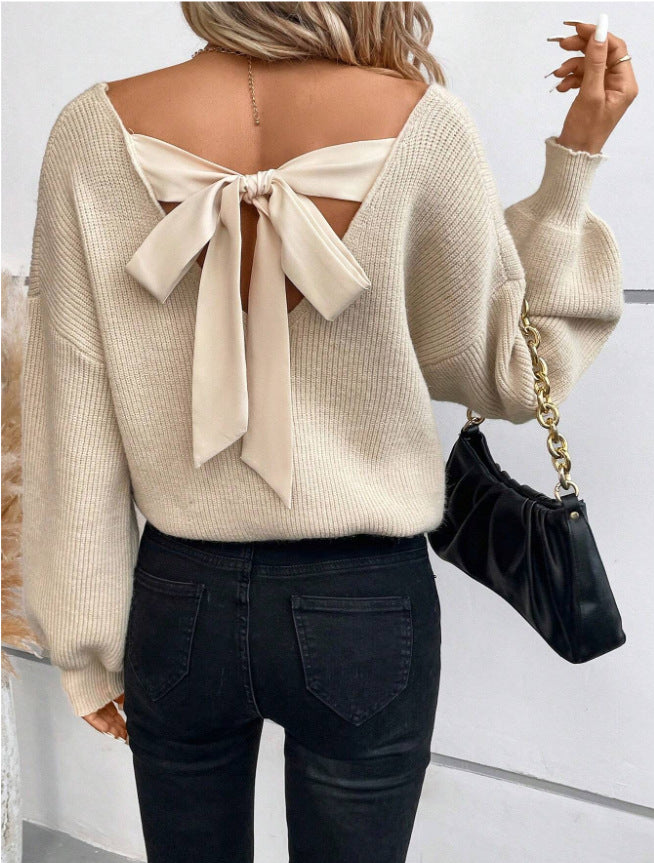 Women's sweater with an elegant bow neckline design Lune London