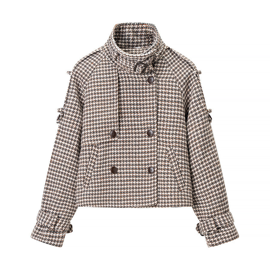 Veste en tweed à la mode pour femmes avec patte de boutonnage double et détails décoratifs Chic & Stil