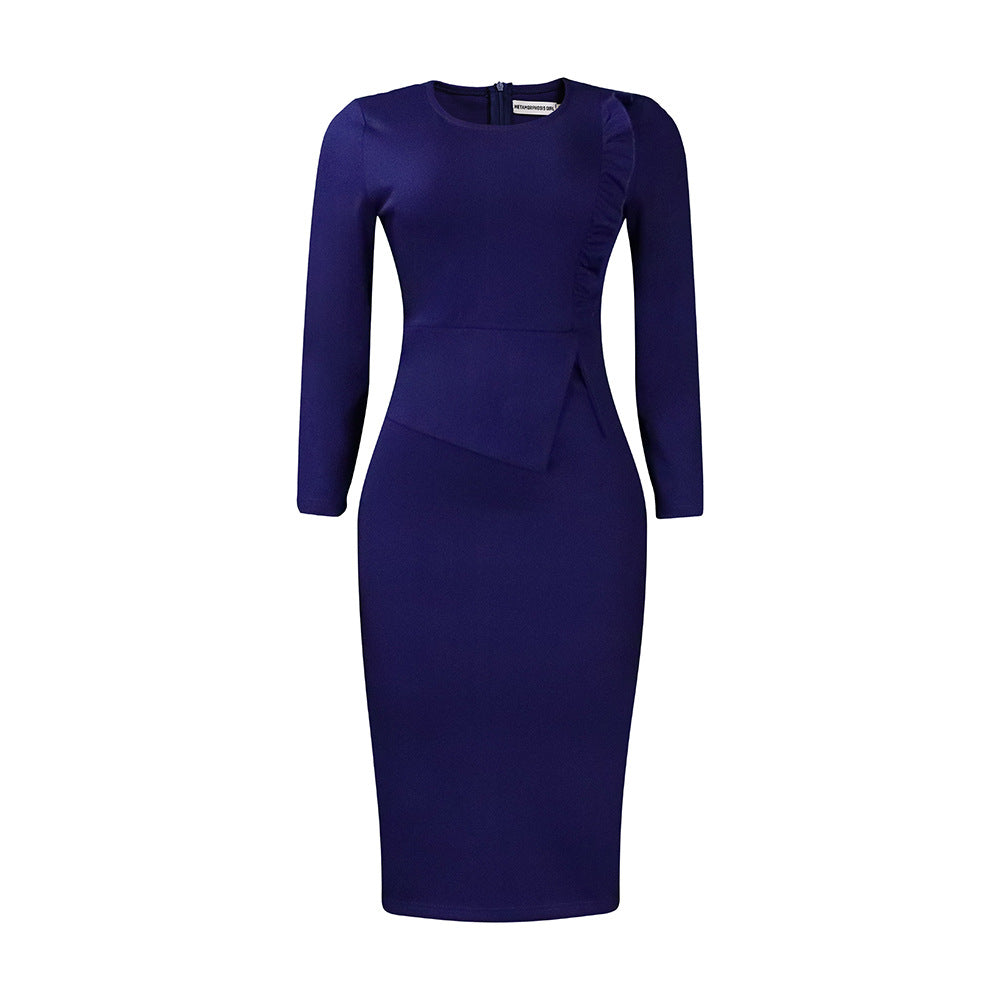 Fitted dress for women with long sleeves and ruching Lune London