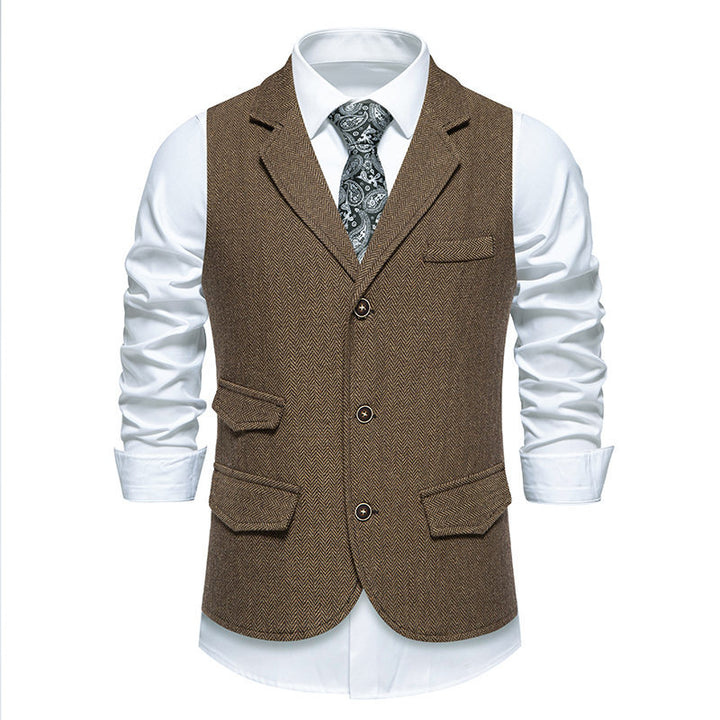 Elegant men's suit vest with classic herringbone design and practical pockets Lune London 1758809564