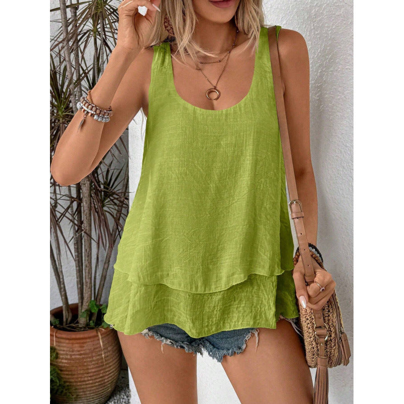Women's casual linen top with wide neckline Lune London