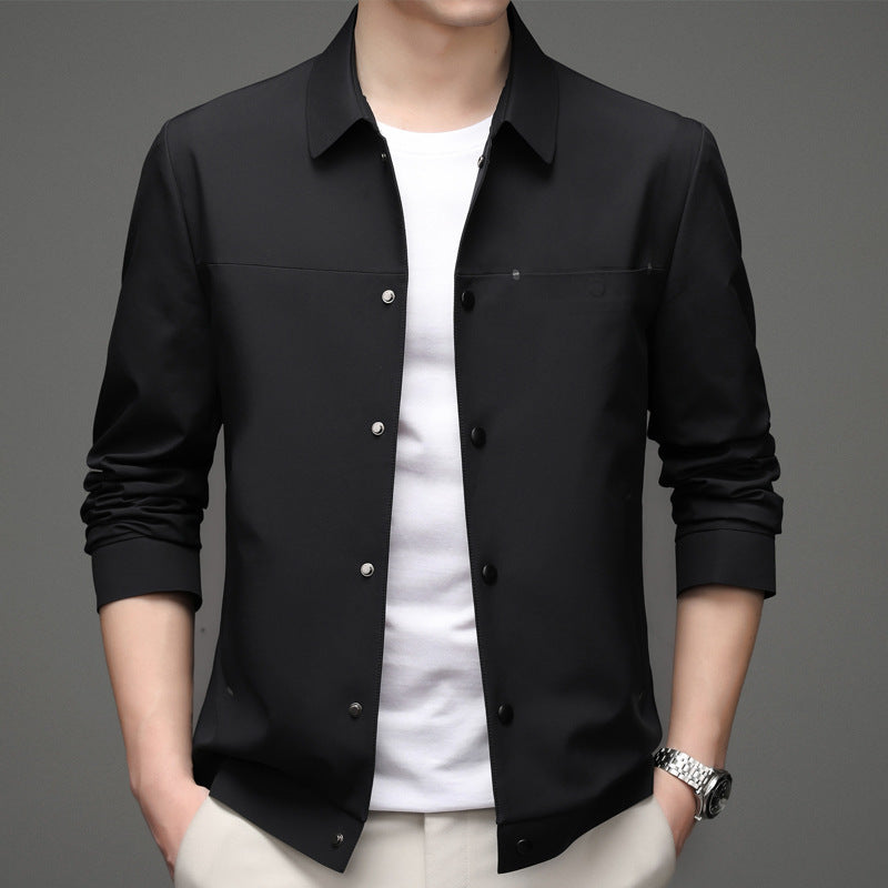 Elegant transitional jacket for men with practical snap button closure Lune London