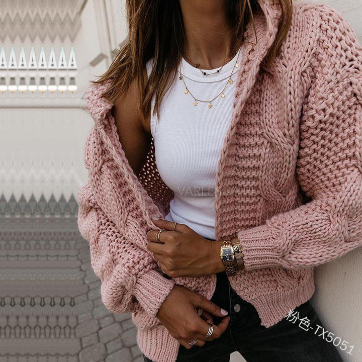 Ladies oversized knitted cardigan with asymmetrical cut and oversized sleeves Lune London