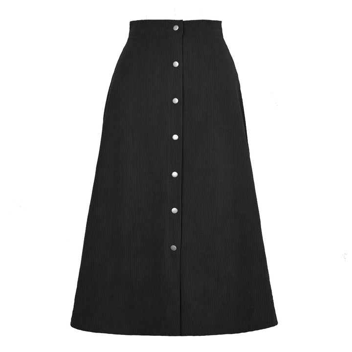 Long corduroy skirt for women with button placket Lune London