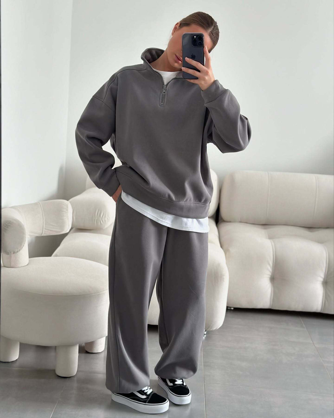 Sporty hoodie for ladies with high collar and loose fit Lune London