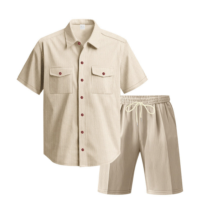 Casual men's outfit with textured top and shorts Lune London