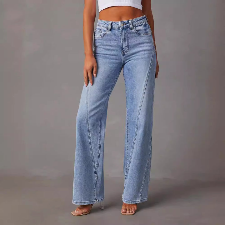 Casual wide jeans for women with high waist and stylish sewing details Lune London