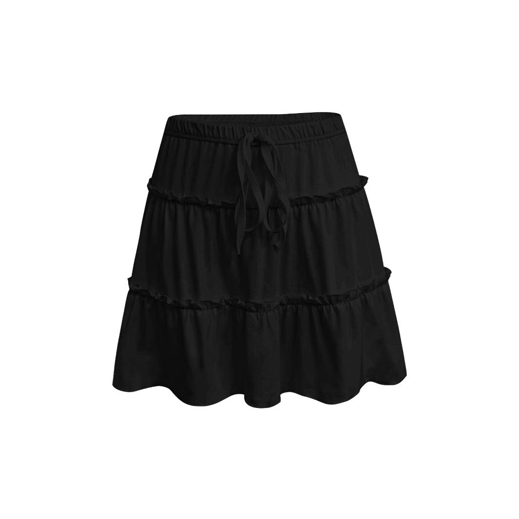 Ladies High Waisted Ruffle Skirt Lune London