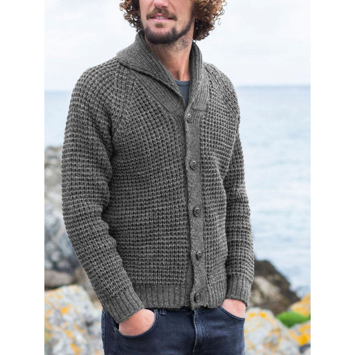 Men's knitted jacket with a fine structure design and practical buttons Lune London