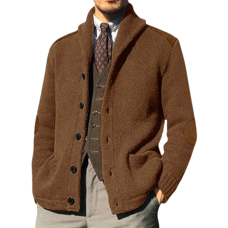 Lune London | Men's Cozy Knitted Cardigan with Modern Shawl Collar and Practical Button Details