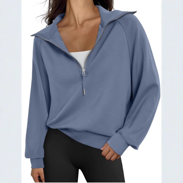 Casual pullover for women with high collar and zip Lune London