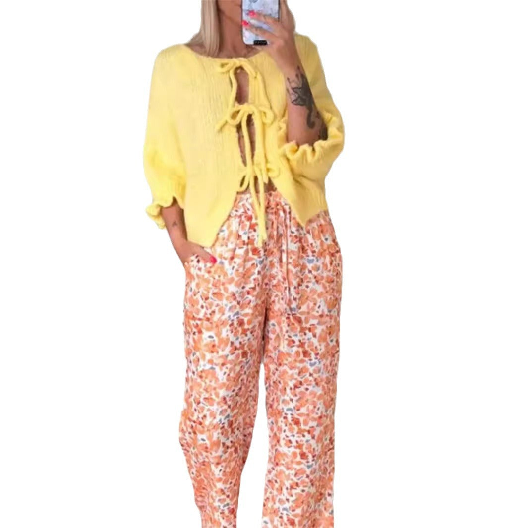 Women’s knitted top with playful drawstring Lune London