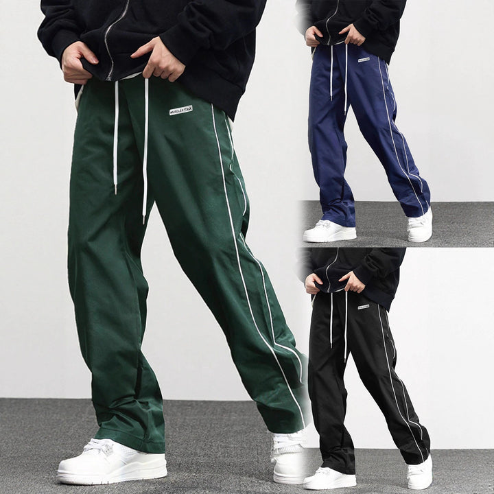 Casual men's jogger pants with elastic waist and contrasting side stripes Lune London