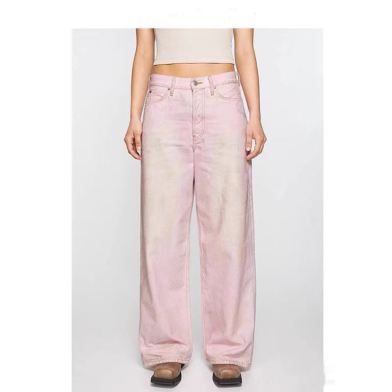 Wide leg jeans for women with high waist and unique color gradient Lune London