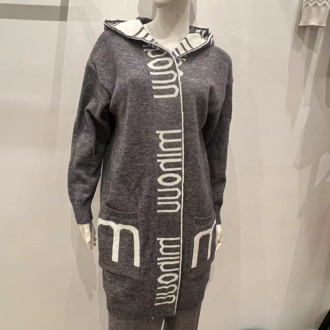 Knitted jacket for women with high collar and pockets Lune London