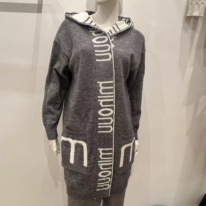 Knitted jacket for women with high collar and pockets Lune London