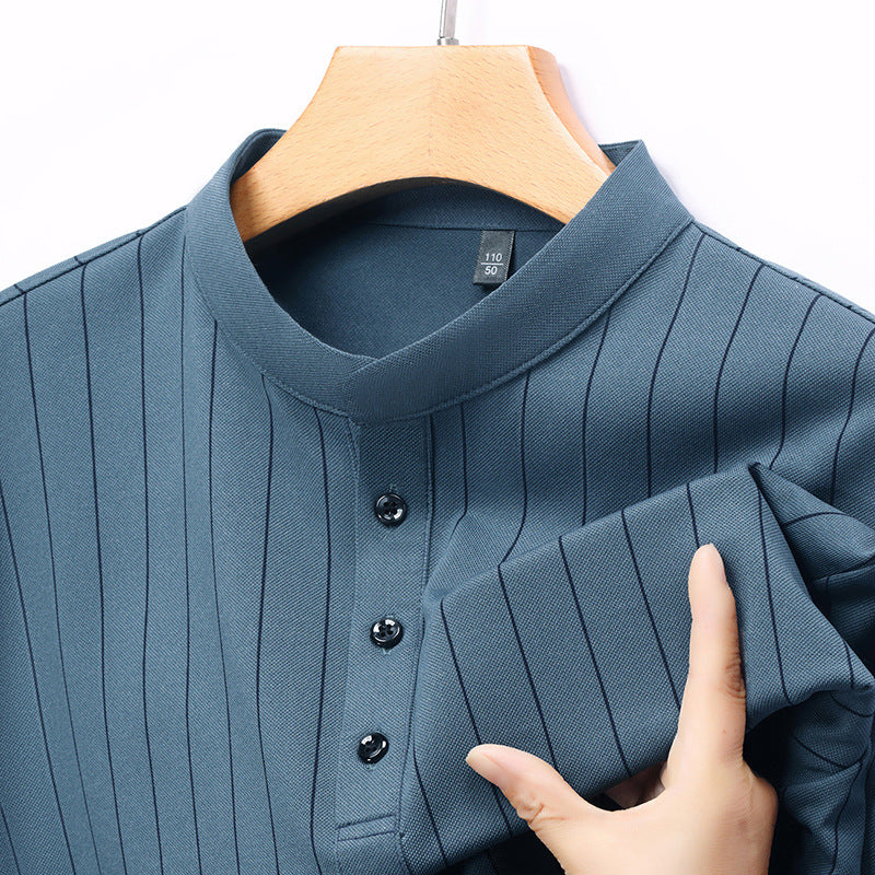 Men's polo shirt with an elegant striped pattern and a high-quality button placket Lune London
