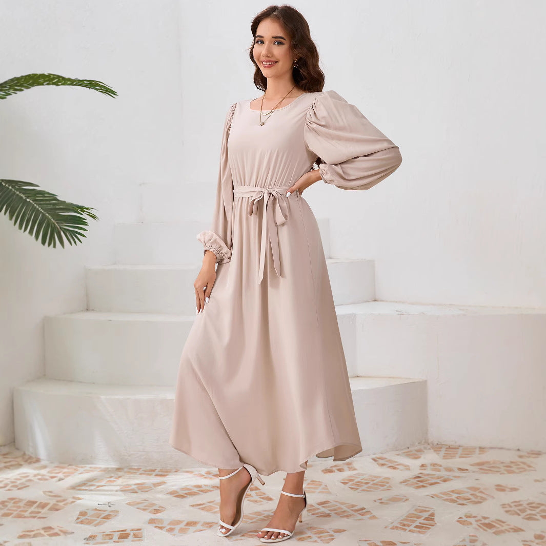 Ladies Elegant Maxie Dress with Loose Cut and Chic Puff Sleeves