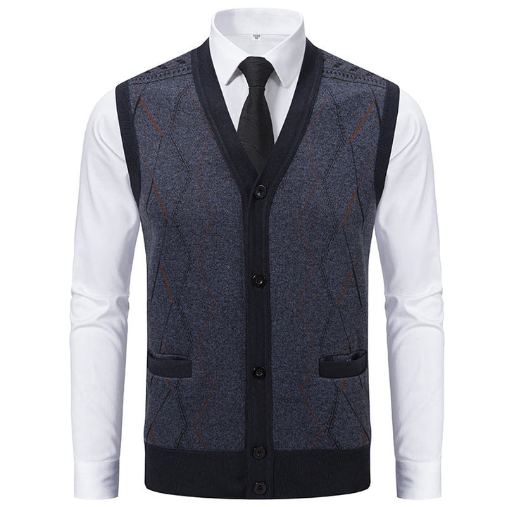Men's Fashionable Knitted Vest with Sophisticated Patterns and Practical Pockets Lune London