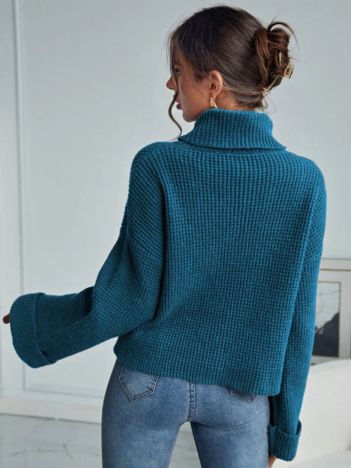 Ladies High Quality Knit Sweater with High Neck and Structured Design Lune London