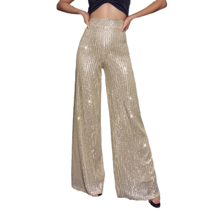 Women's Shiny Wide Trousers In Festive Design Lune London