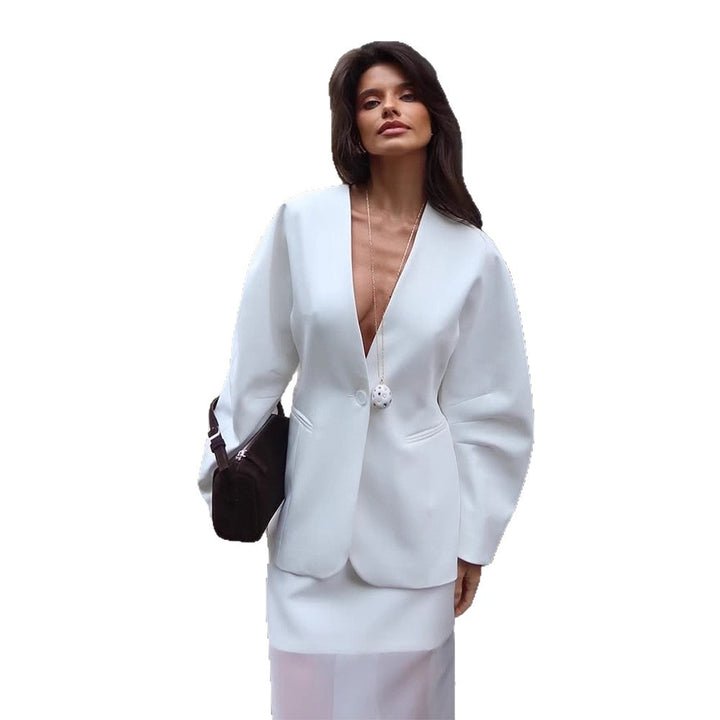 Elegant blazer jacket for women with dramatic puff sleeves Lune London