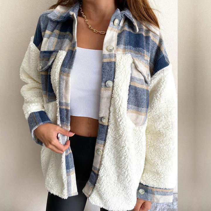 Oversized flannel jacket for ladies with soft lining and practical pockets Lune London