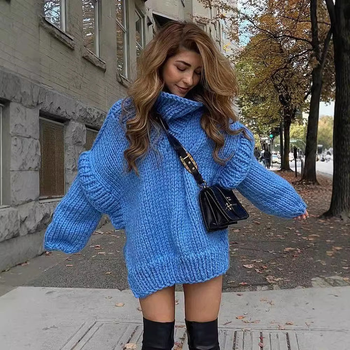 Knit sweater for women with high collar and wide sleeves Lune London