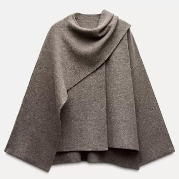 Ladies high-quality knit poncho with asymmetric design Lune London