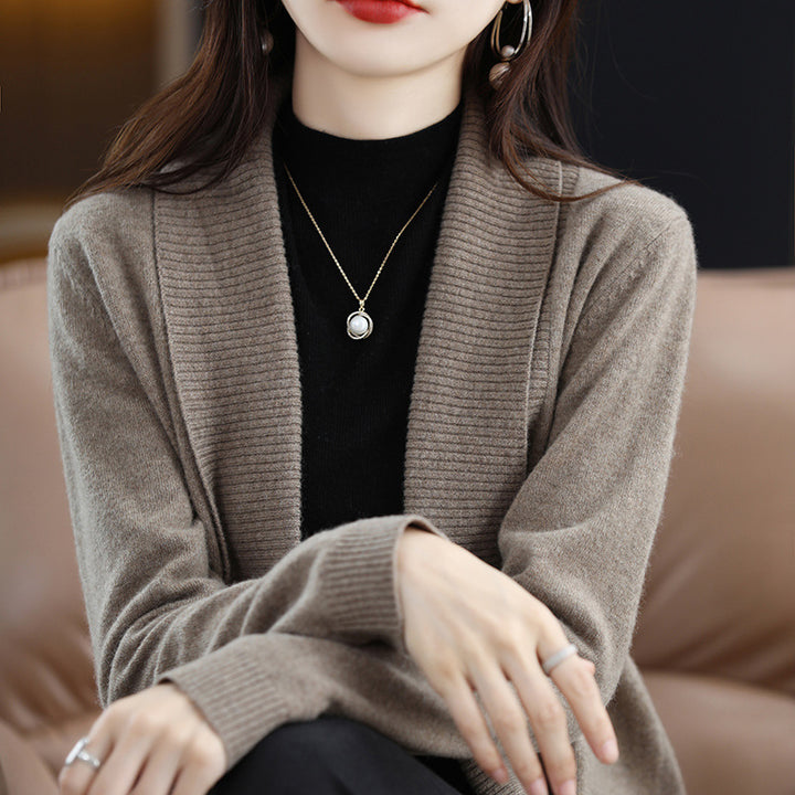 Cardigan for women with elegant ribbed structures and an open cut Lune London