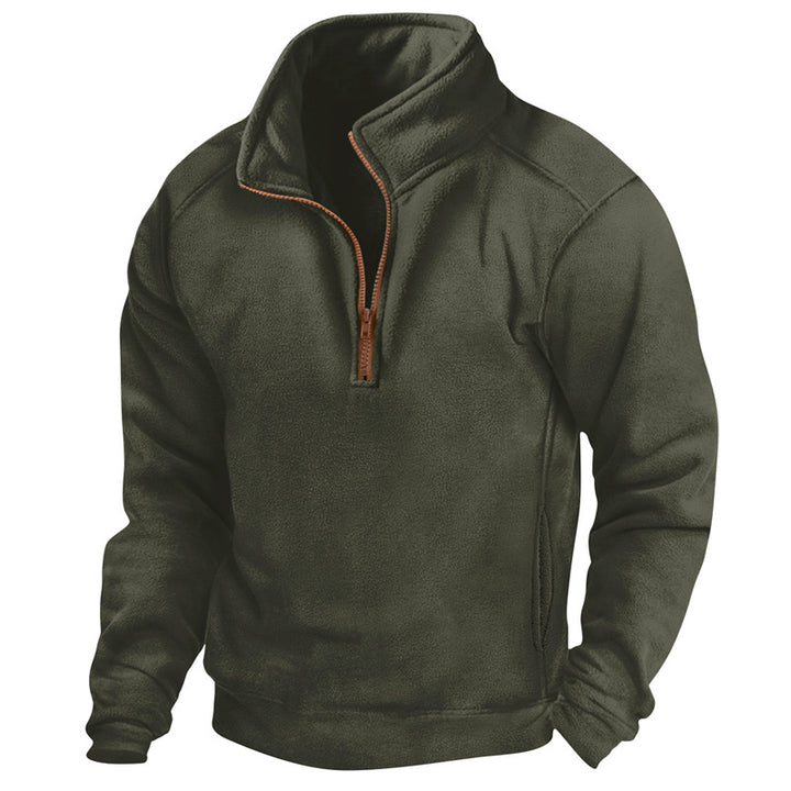 Fleece pullover for men with half-zip and textured design Lune London