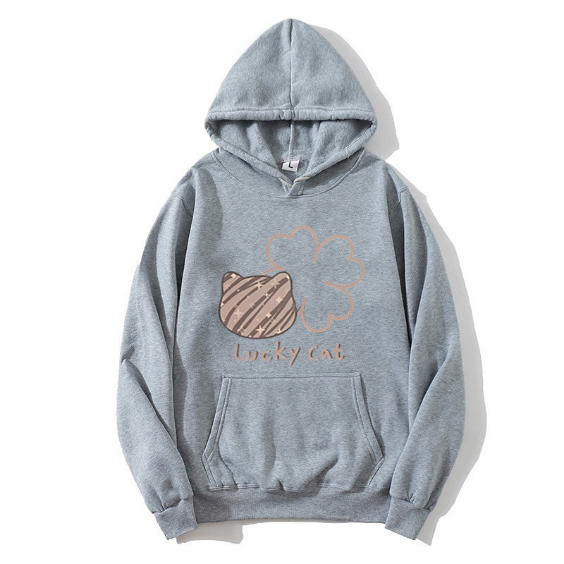 Women's hoodie with creative cat design and lucky motif Chic & Style