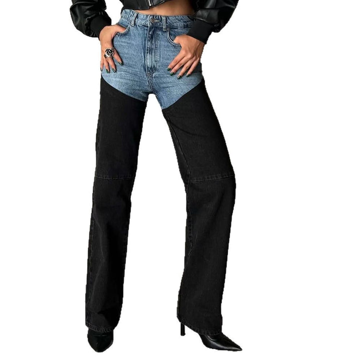 High-waisted jeans for women with contrasting stitching Lune London