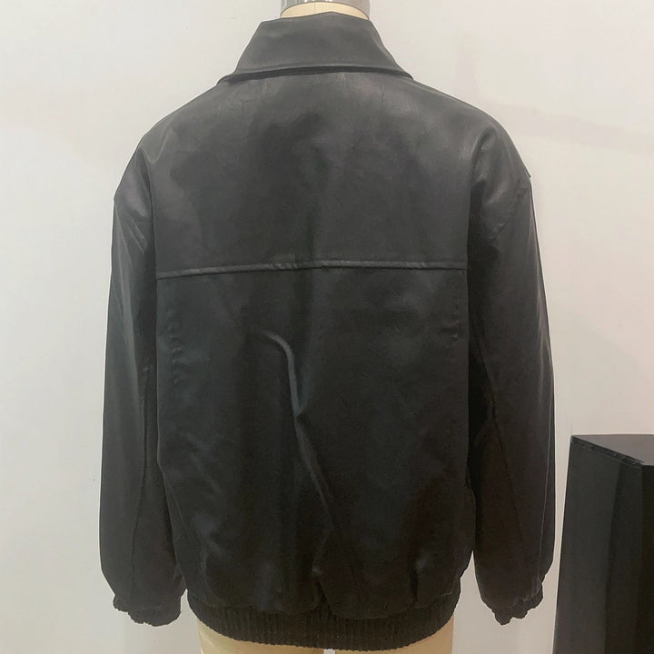 Casual leather jacket for women with elastic hem and practical pockets Lune London