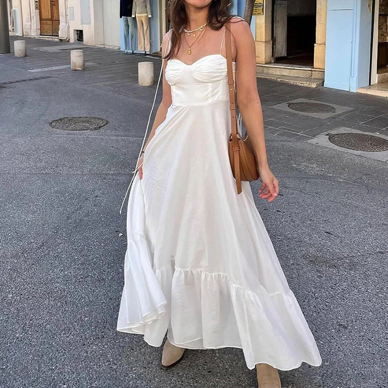Robe maxi femme avec bretelles tombantes et jupe volumineuse Chic & Stil